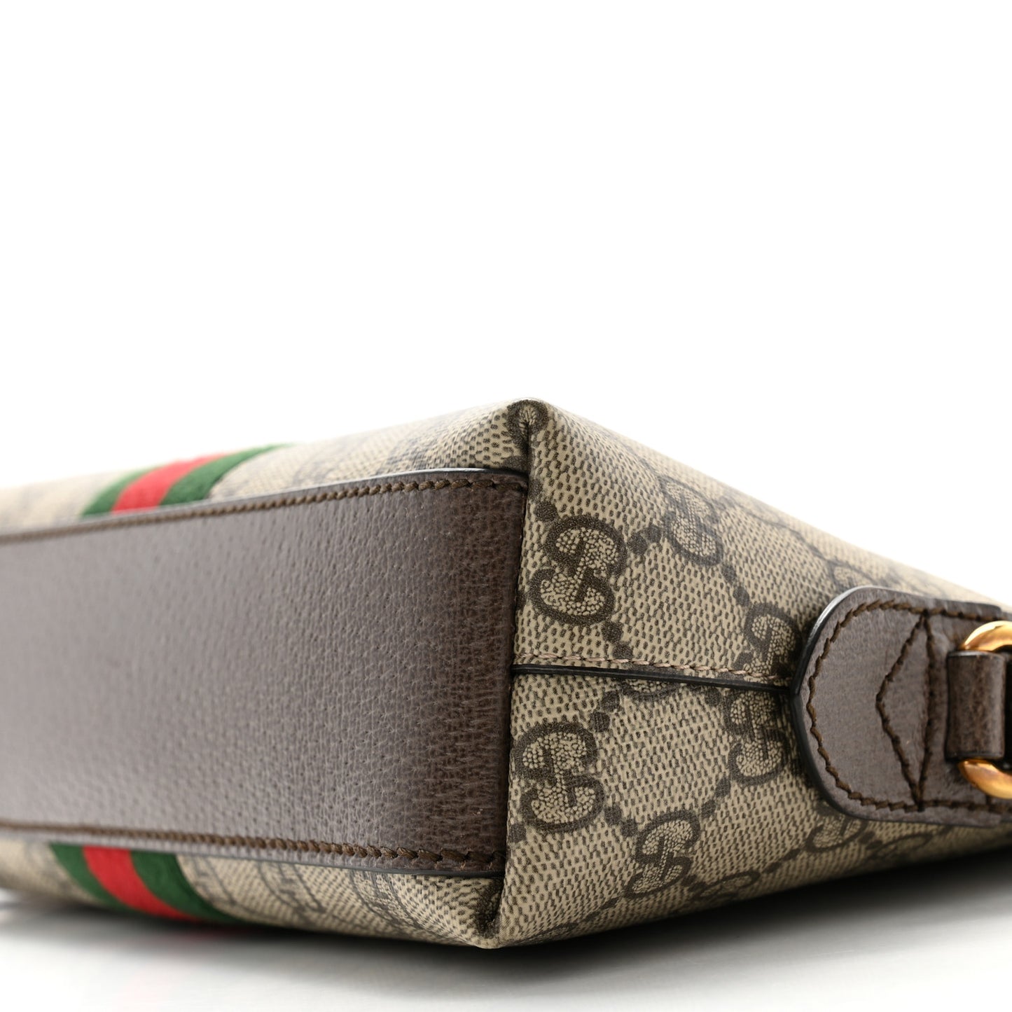 GG Supreme Monogram Textured Dollar Calfskin Web Small Ophidia Dome Shoulder Bag Beige Ebony New Acero
