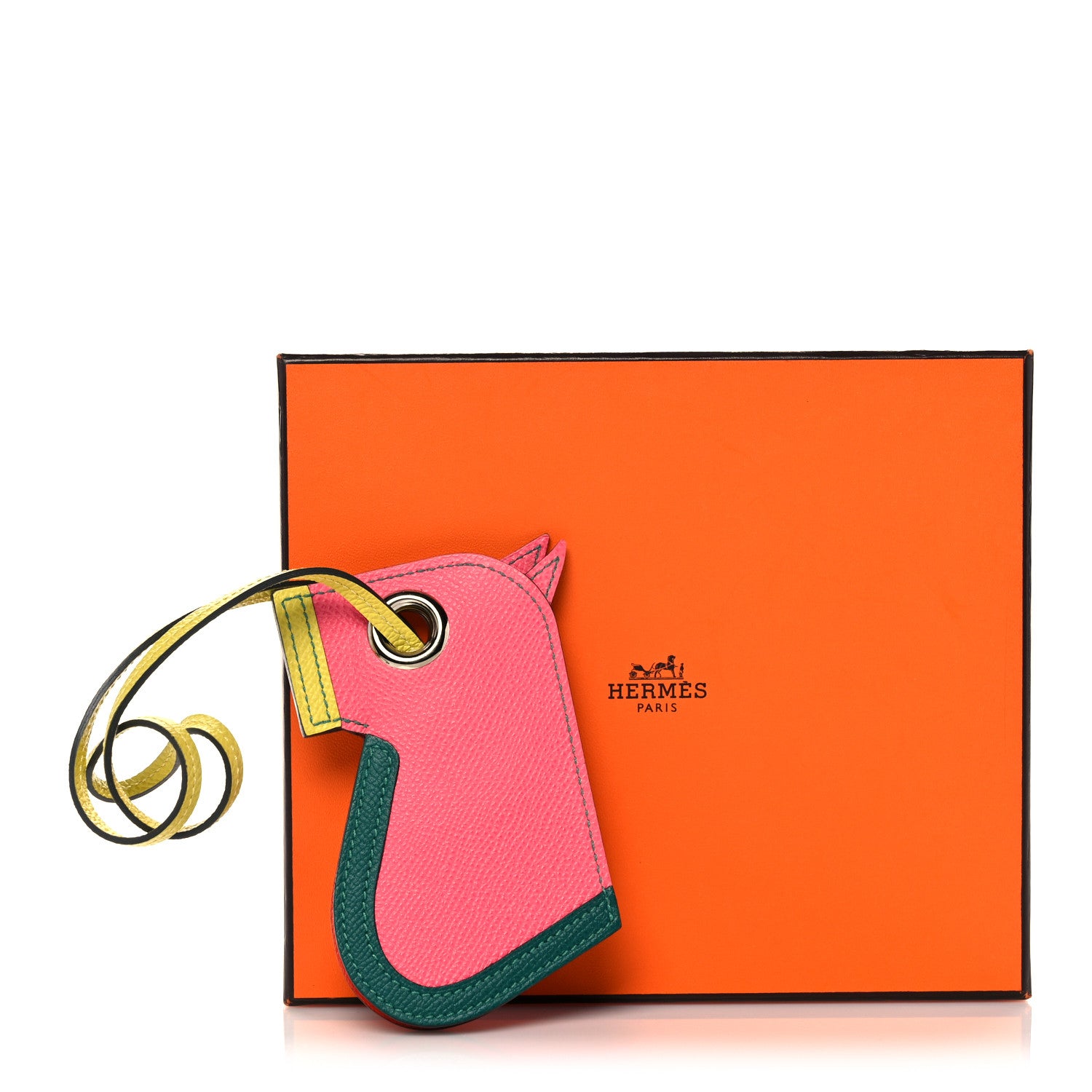 Hermes Epsom Camail Key Holder Rose Azalee Malachite Lime 8 of 8