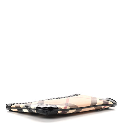 Burberry Patent Nova Check Wristlet Pouch Black 4 of 8
