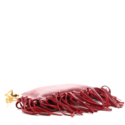 Valentino Garavani Grained Calfskin C-Rockee Sagittarius Fringe Clutch Scarlet 4 of 15