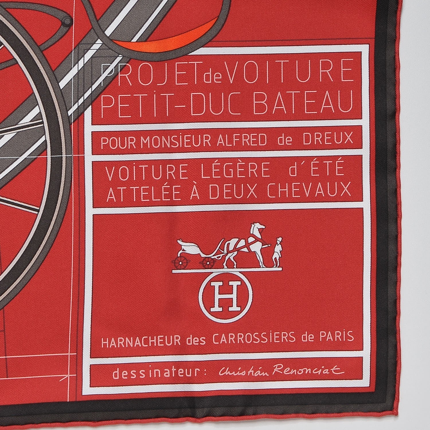 Hermes Silk Printed Petit Duc Scarf 90 Rouge Bronze Beige 4 of 5