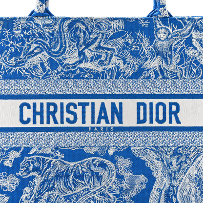Christian Dior CHRISTIAN DIOR Canvas Embroidered Medium Dioriviera Toile De Jouy Book Tote Fluorescent Blue 8 of 11