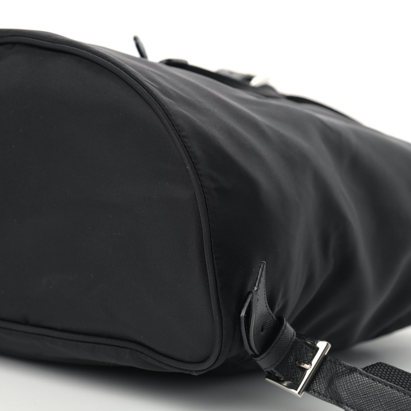 Nylon Vela Saffiano Medium Cinch Backpack Black