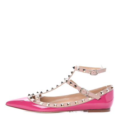 Valentino Garavani Patent Nappa Rockstud Cage Ballerina Flats 39 Fuxia Poudre 1 of 7
