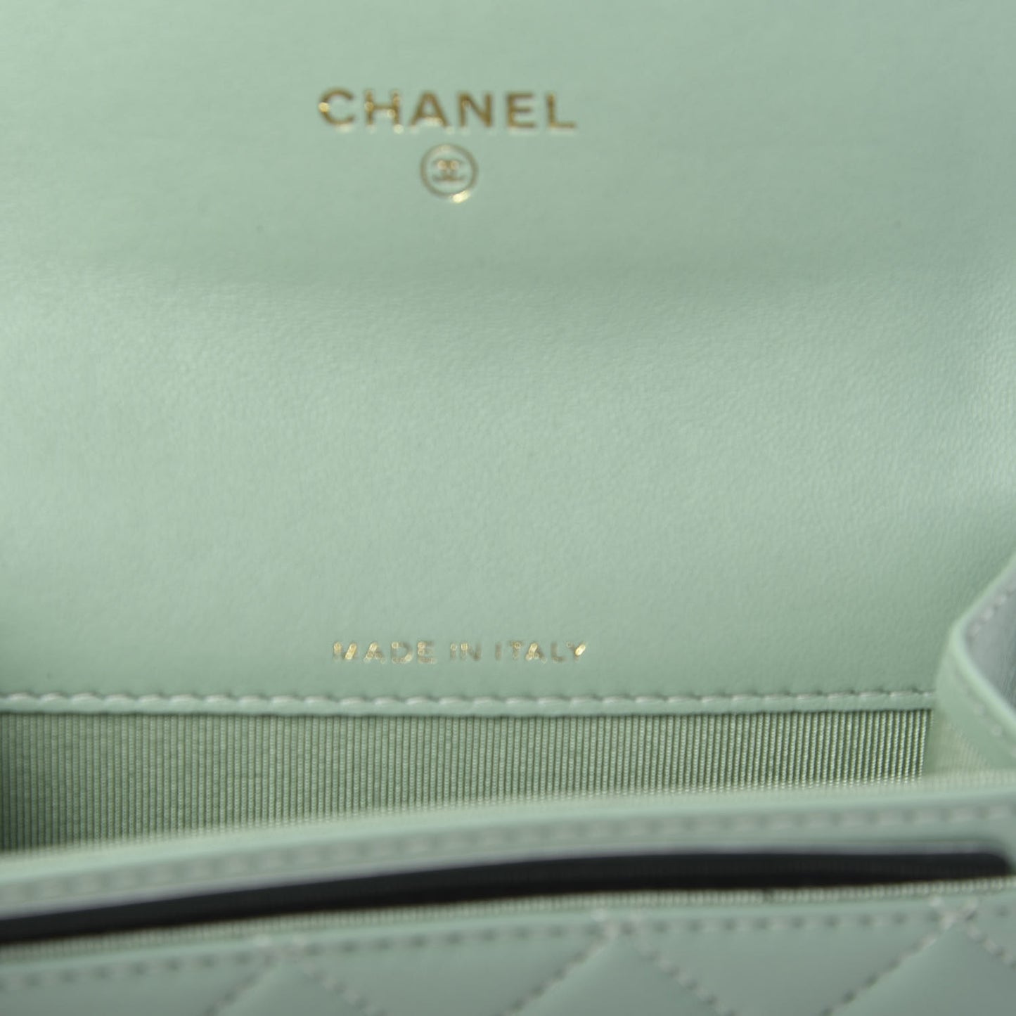 Lambskin Quilted Flap Card Holder Wallet Green