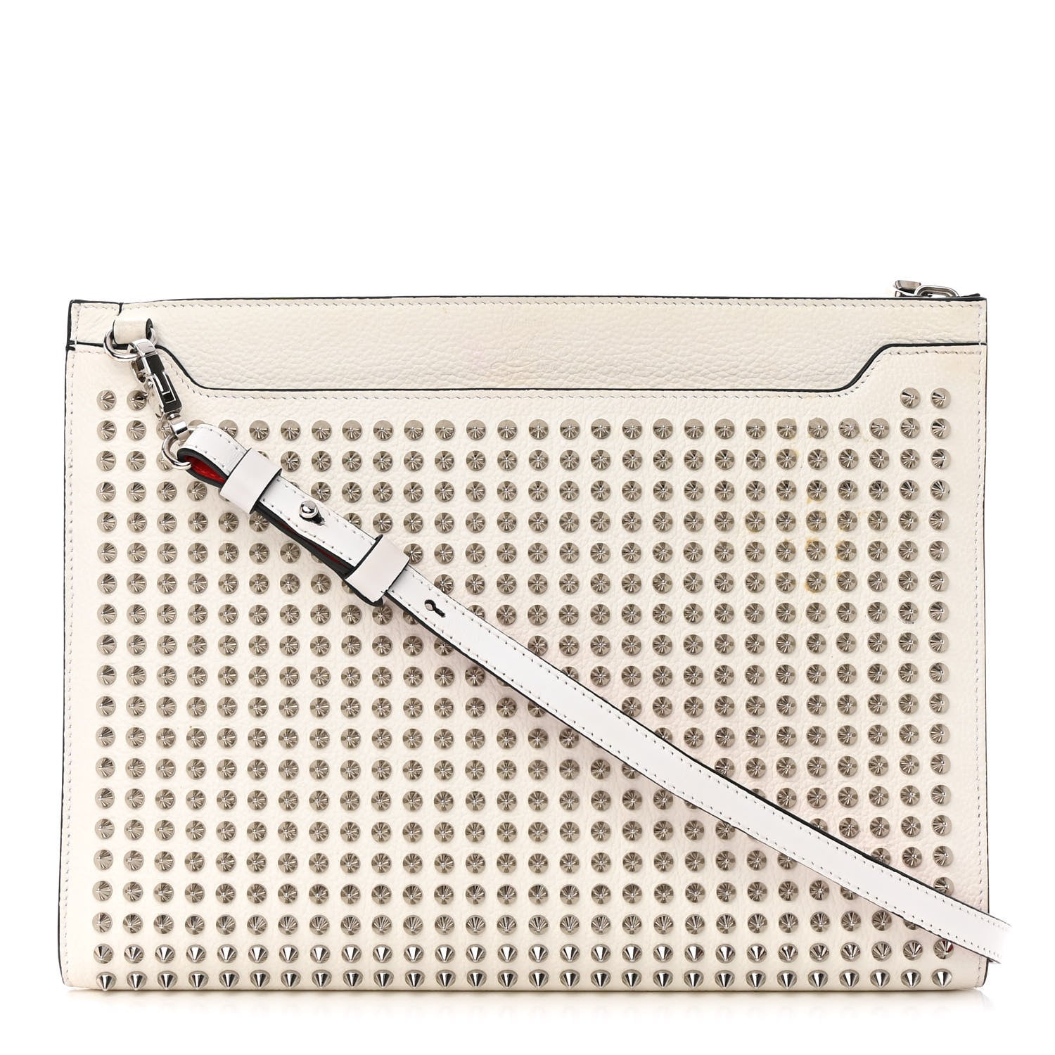 Christian Louboutin Calfskin Studded Skypouch Crossbody Clutch White 1 of 12