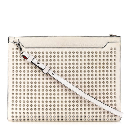 Christian Louboutin Calfskin Studded Skypouch Crossbody Clutch White 1 of 12
