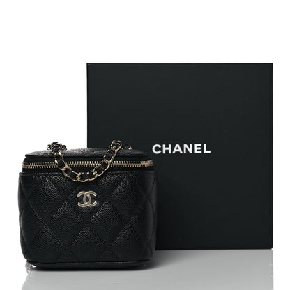 Chanel Caviar Quilted Mini Vanity Case With Chain Black 10 of 10