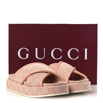 Gucci Monogram GG Calfskin Angelina Platform 55mm Slide Sandals 37 Light Pink 40 Light Pink 11 of 11