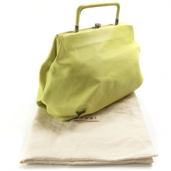 FASHIONPHILE MARNILeatherFrameBagChartreuse 3 of 9