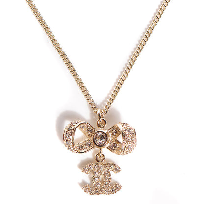 Chanel Crystal CC Bow Necklace Gold 1 of 4
