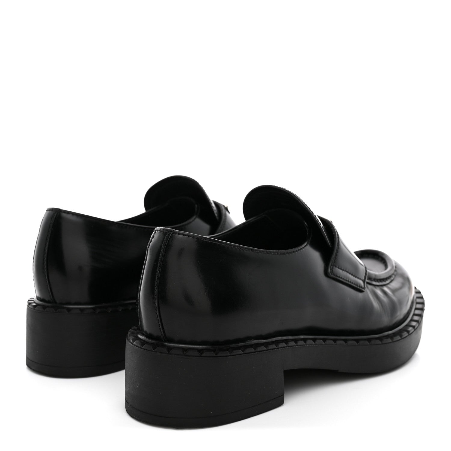 Prada Spazzolato Metal Triangle Logo 50mm Loafers 36.5 Black 5 of 11