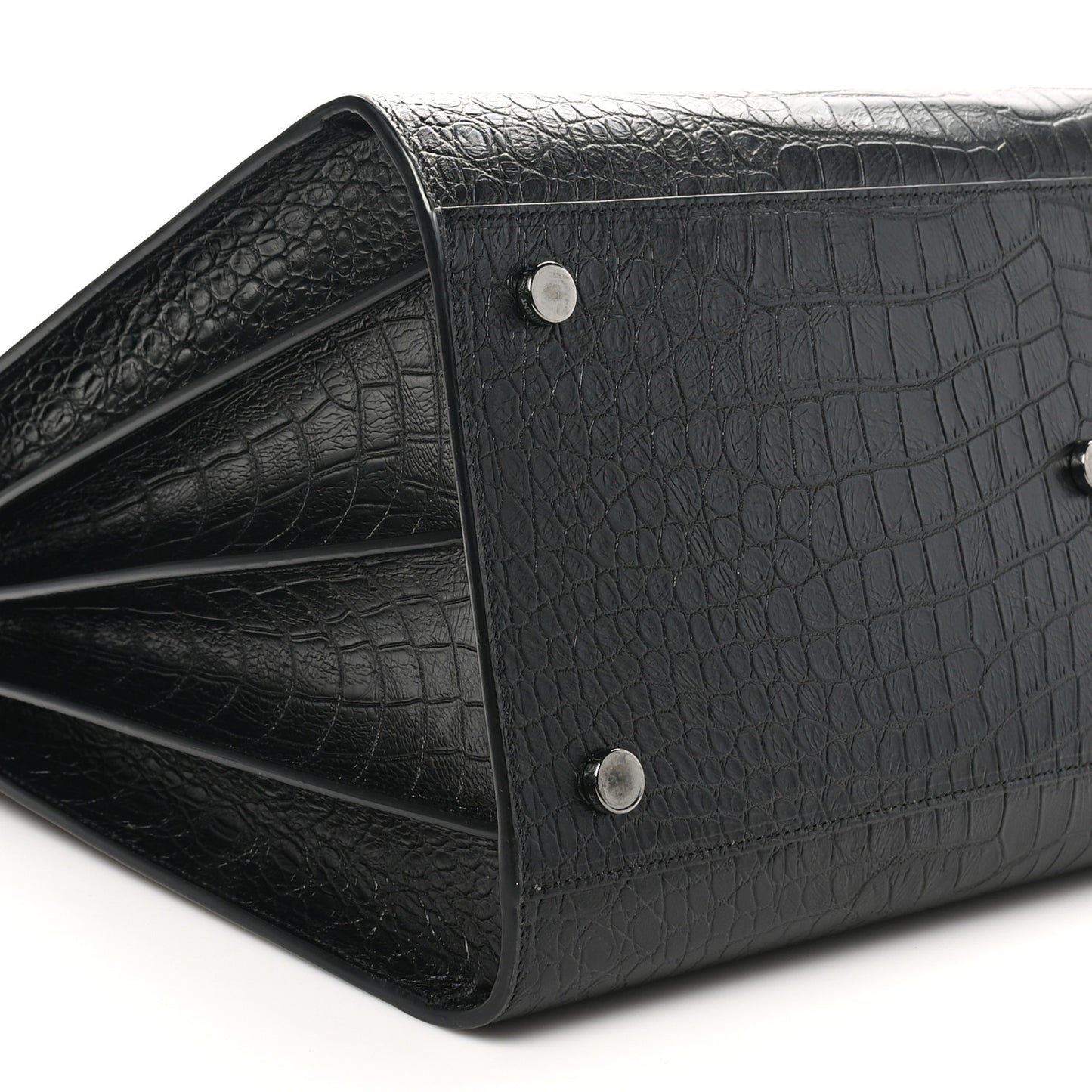 Calfskin Crocodile Embossed Large Sac De Jour Carryall Black