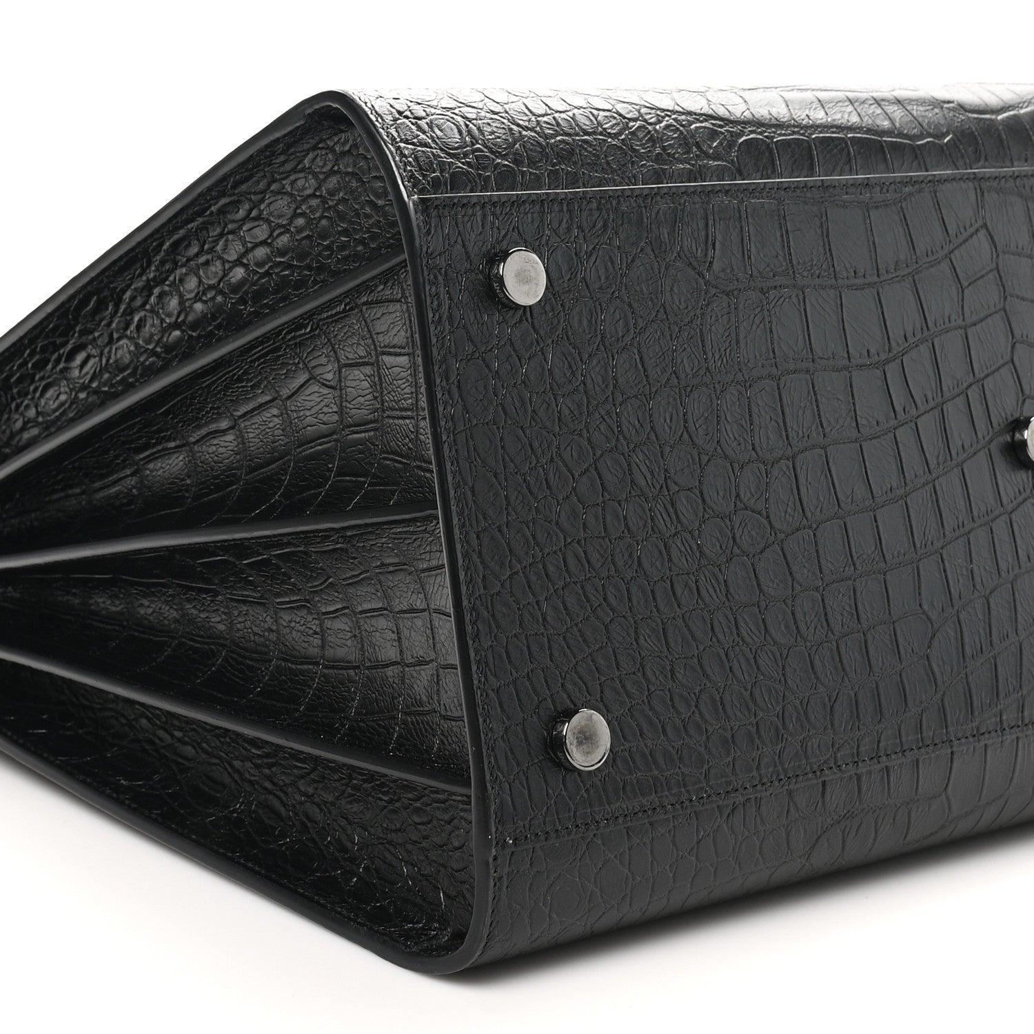 Saint Laurent Calfskin Crocodile Embossed Large Sac De Jour Carryall Black 9 of 10