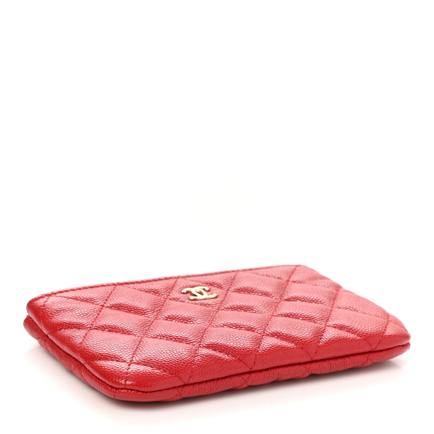 Caviar Quilted Small Cosmetic Case Red