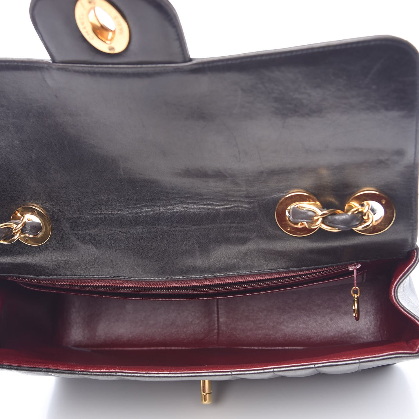 Lambskin Vertical Quilt Jumbo Single Flap Black