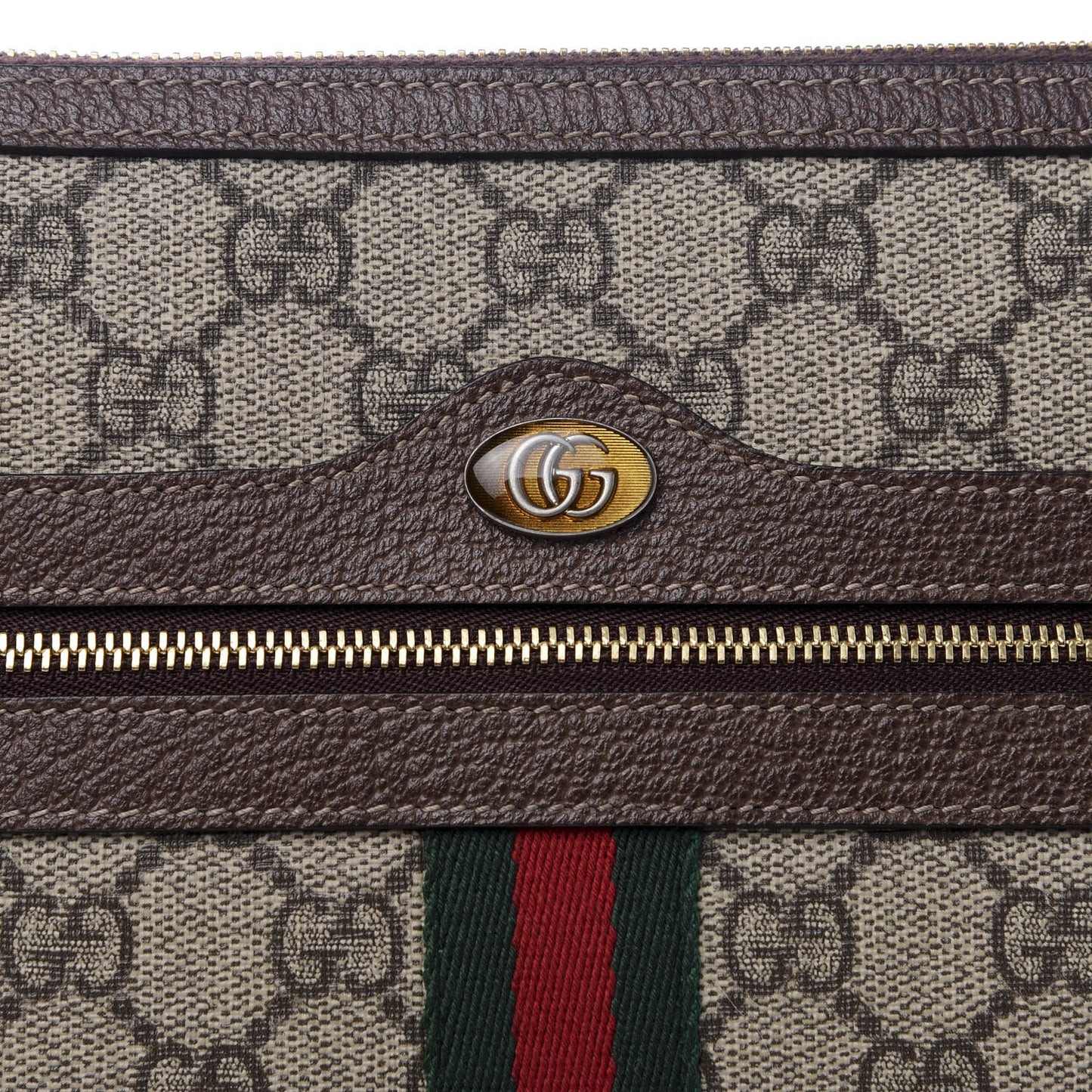 GG Supreme Monogram Large Ophidia Pouch Clutch Brown