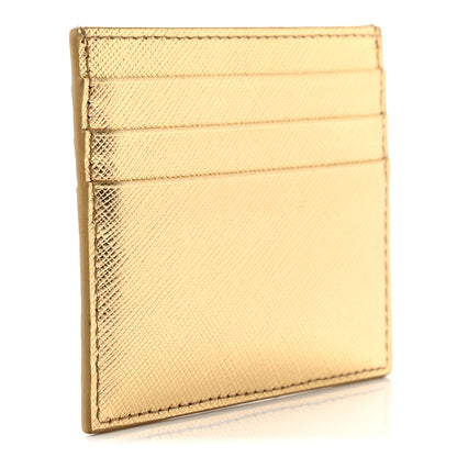 Prada Metallic Saffiano Triangle Card Holder Platino 3 of 7