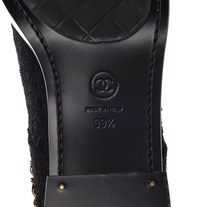 Chanel Tweed Calfskin Chain Lace Up Boots 39.5 Black 6 of 10