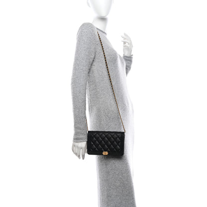 Chanel Caviar Quilted Boy Wallet On Chain WOC Black 2 of 13