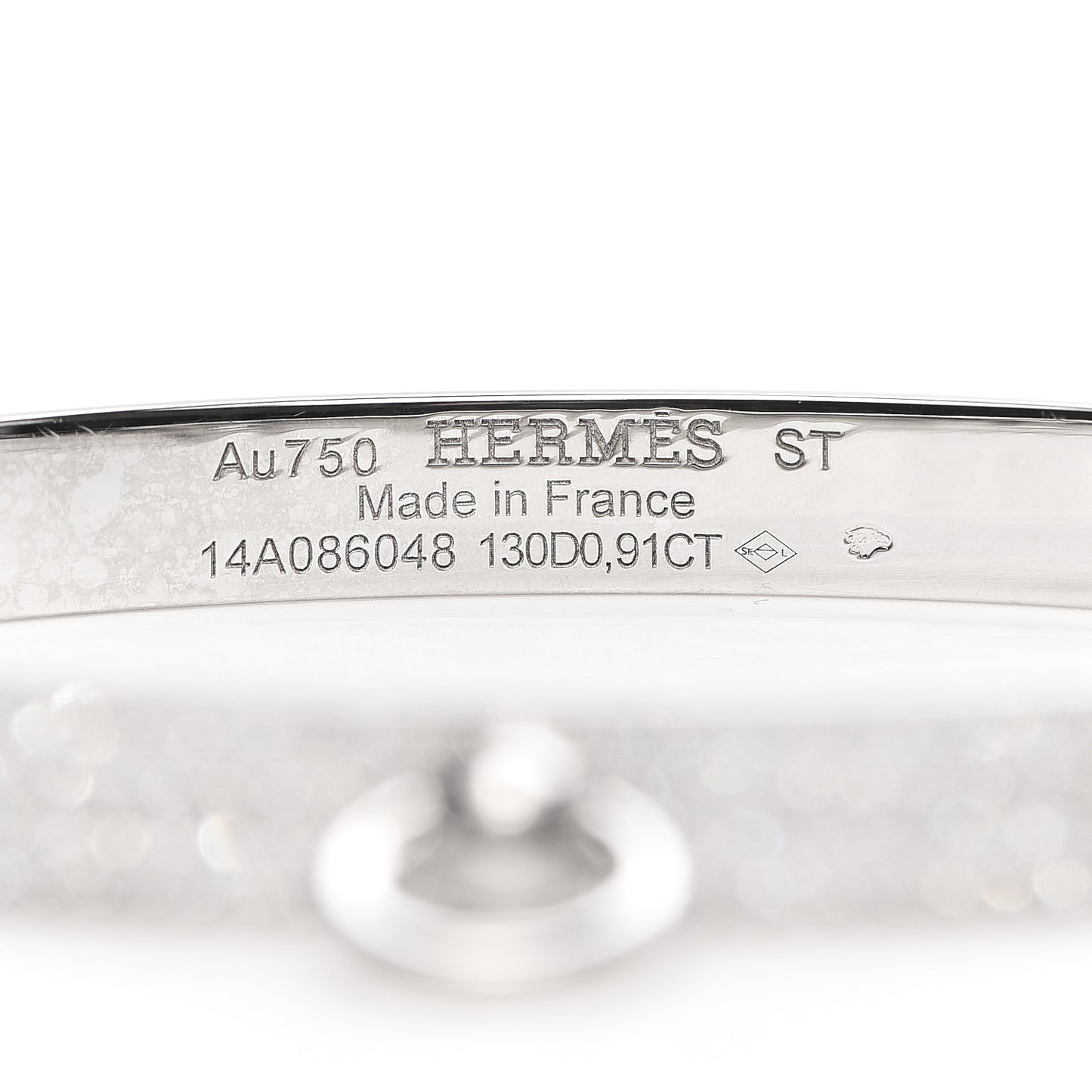 18K White Gold Pave Diamond PM Collier De Chien Bracelet ST