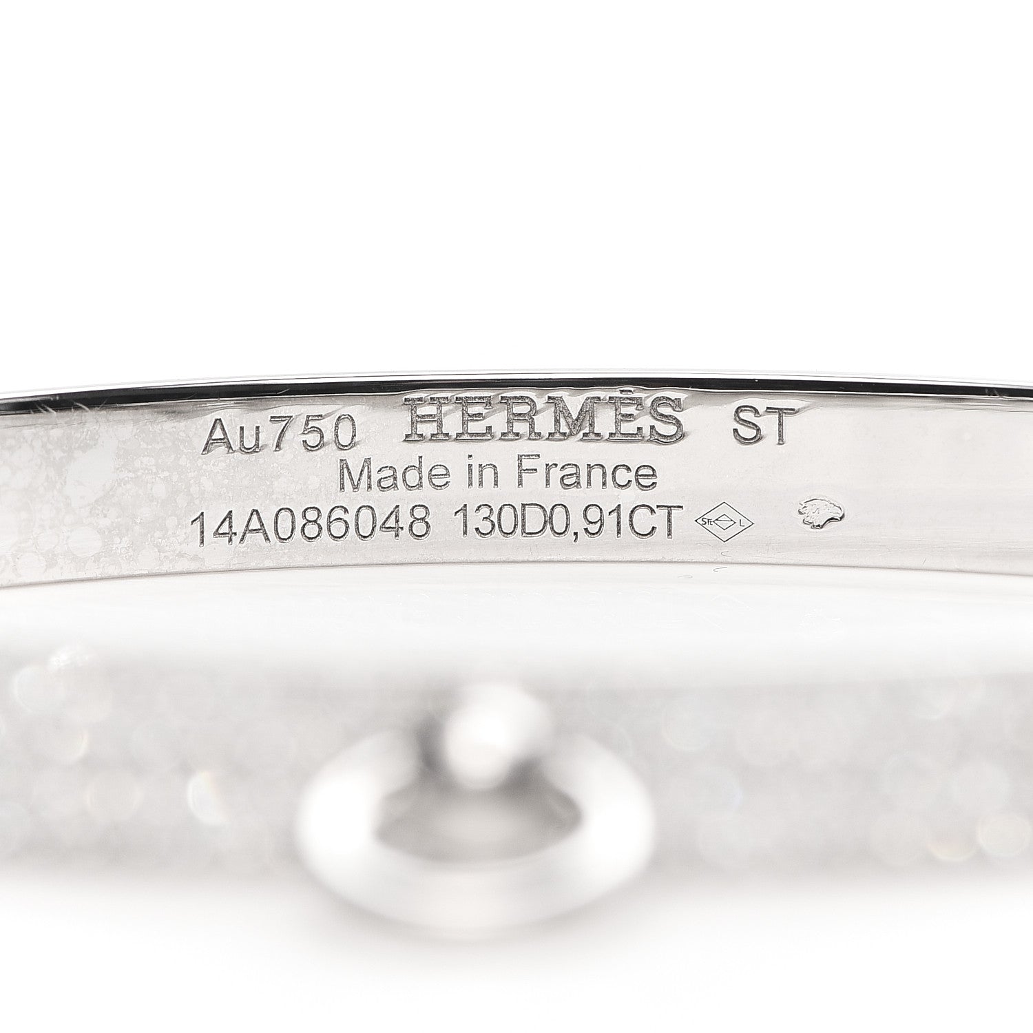Hermes 18K White Gold Pave Diamond PM Collier De Chien Bracelet ST 4 of 7