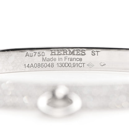 Hermes 18K White Gold Pave Diamond PM Collier De Chien Bracelet ST 4 of 7