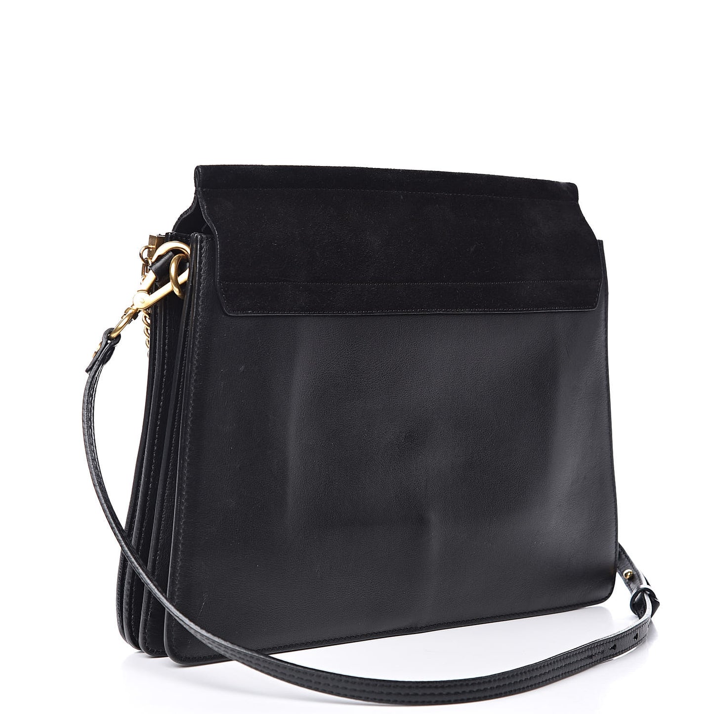 Calfskin Suede Studded Medium Faye Shoulder Bag Black