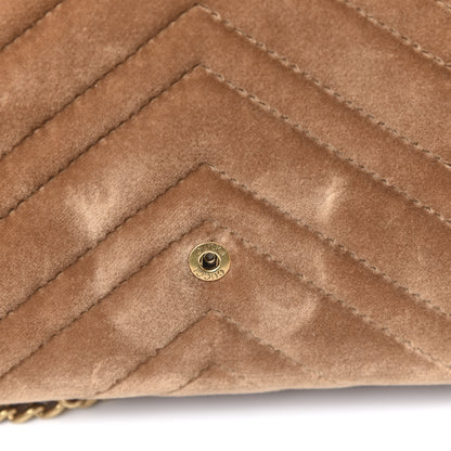 Gucci Velvet Matelasse GG Marmont Chain Wallet Taupe 8 of 11