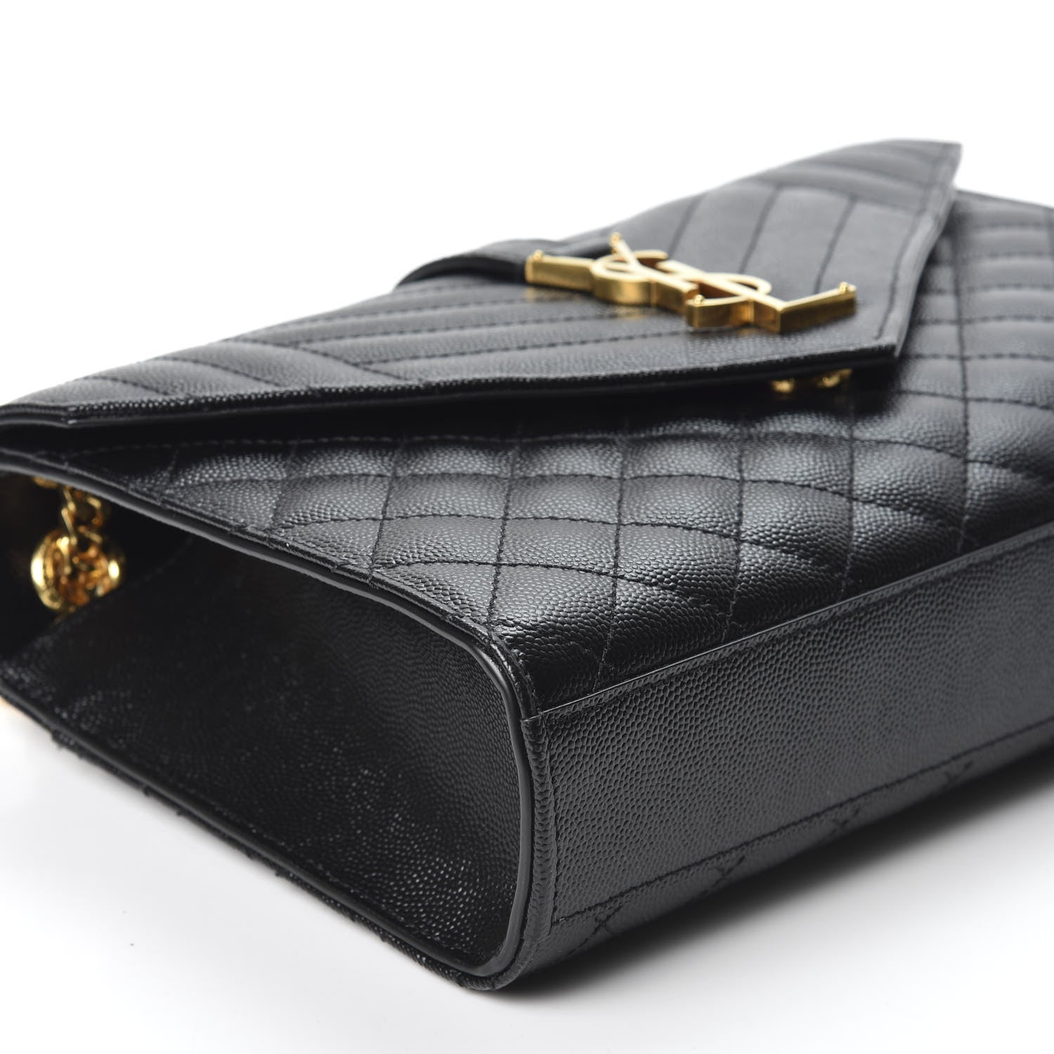 Saint Laurent Grain De Poudre Textured Mixed Matelasse Triquilt Medium Monogram Satchel Black 5 of 9