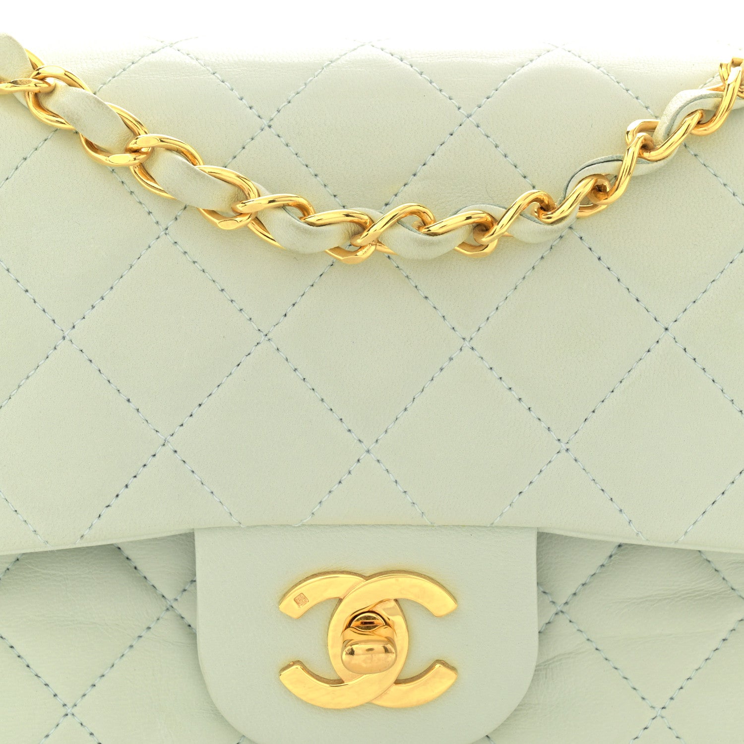 Chanel Lambskin Quilted Small Double Flap Light Green 9 of 16
