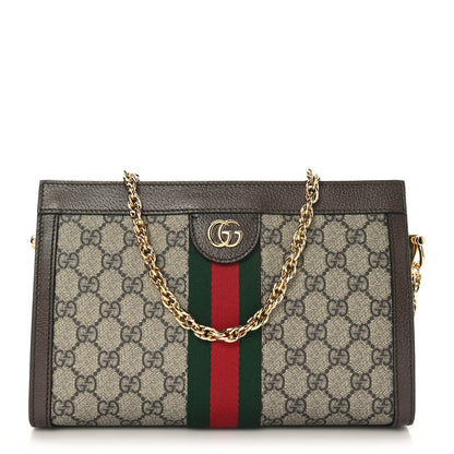 Gucci GG Supreme Monogram Web Small Ophidia Chain Shoulder Bag Brown 1 of 9