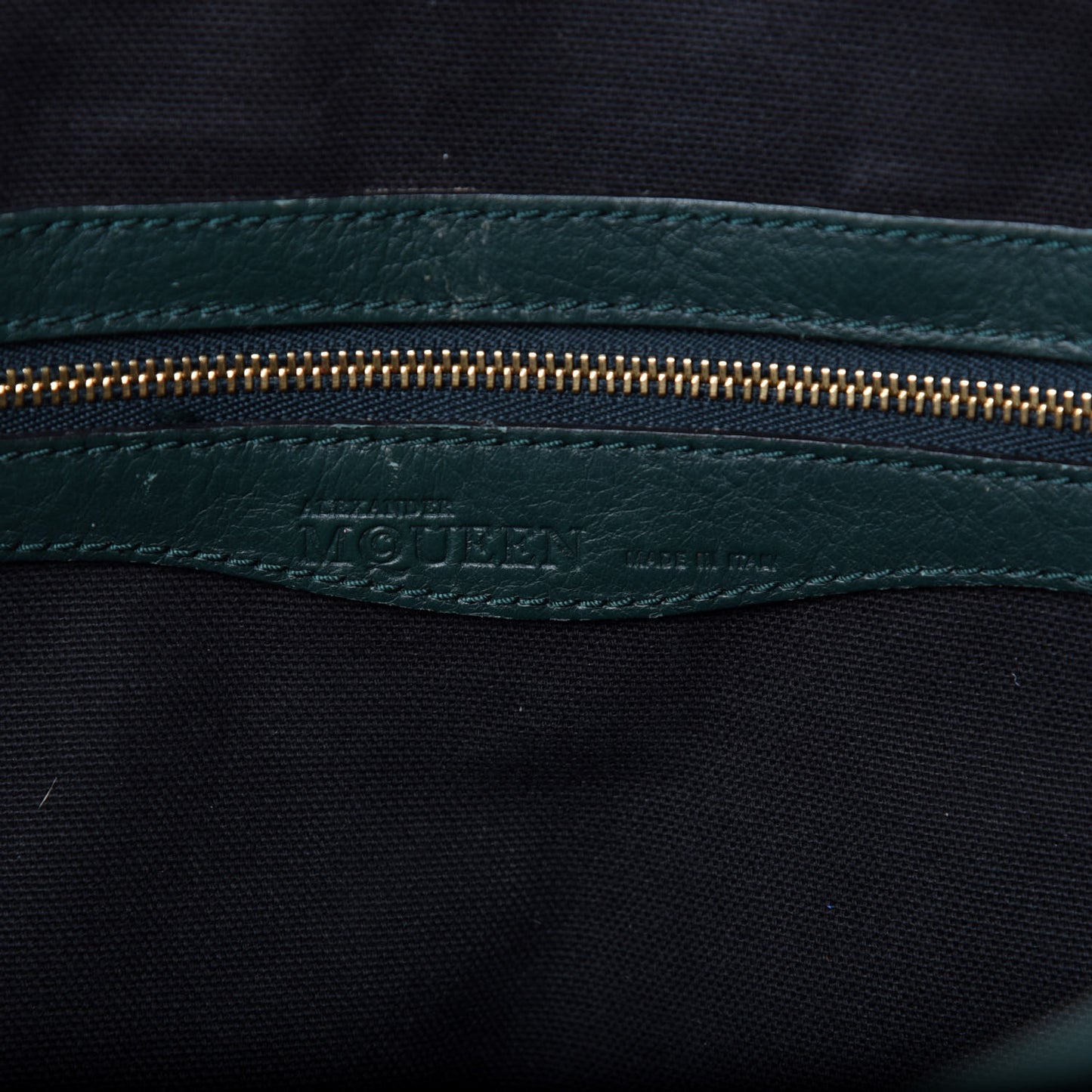 Calfskin Whipstitch Folk Tote Bag Dark Green Bottle