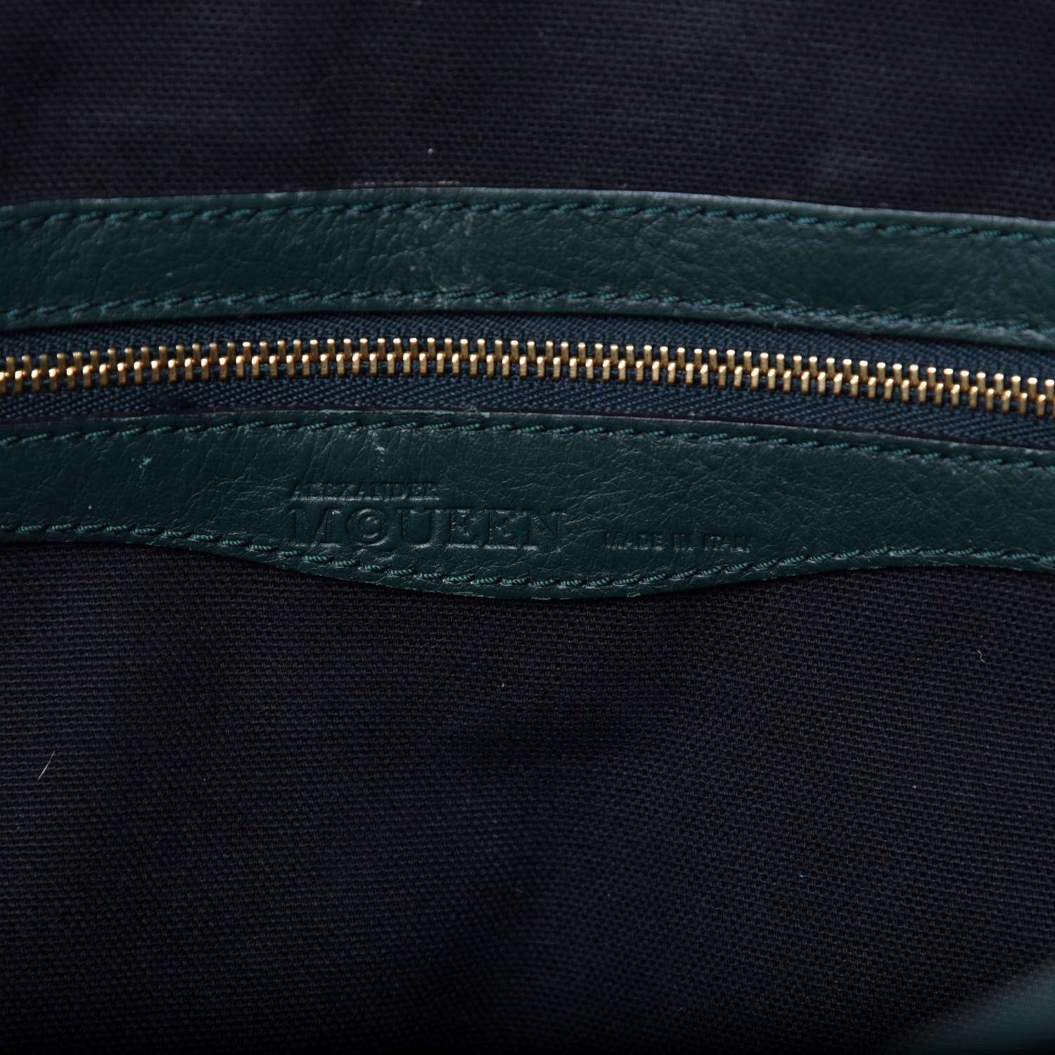 Alexander McQueen Calfskin Whipstitch Folk Tote Bag Dark Green Bottle 12 of 13