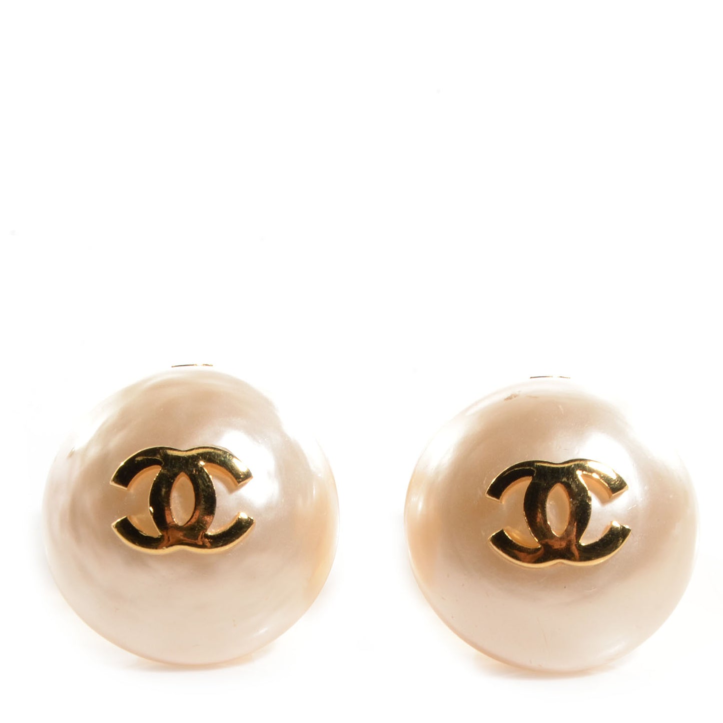 Pearl CC Clip On Earrings Gold