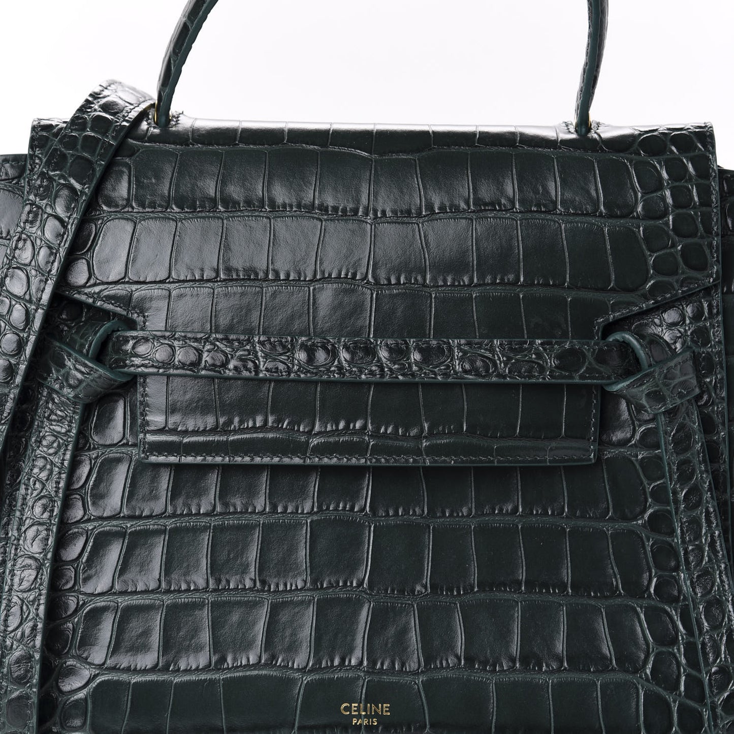 Calfskin Crocodile Embossed Micro Belt Bag Amazone