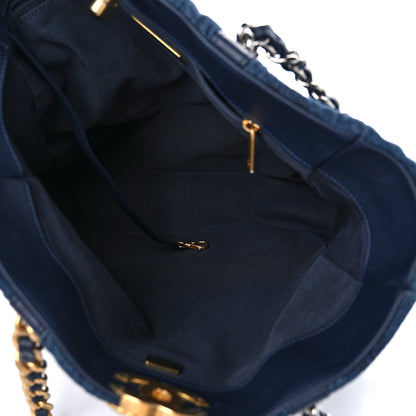 Chanel Denim Quilted Chanel 19 North South Shopping Bag Blue 5 of 11