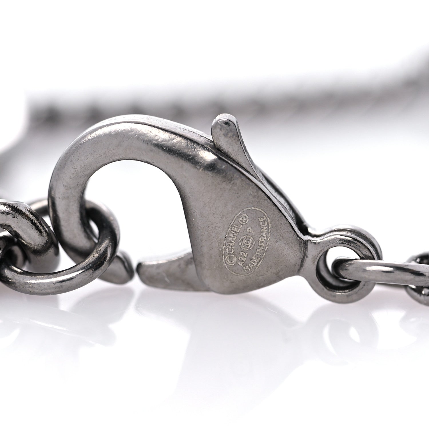 Chanel Lambskin Crystal Star CC Necklace Black Silver 5 of 6