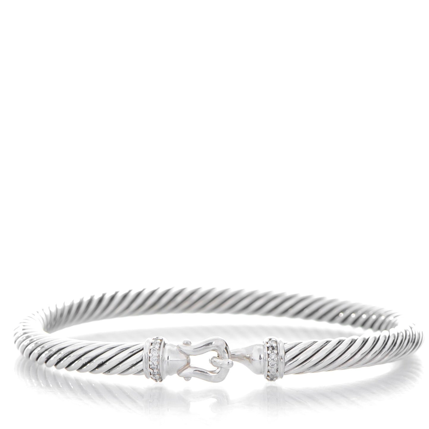 Sterling Silver Diamond 5mm Cable Buckle Bracelet
