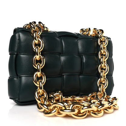 Bottega Veneta Lambskin Maxi Intreccio Padded Chain Cassette Crossbody Bag Raintree 3 of 9