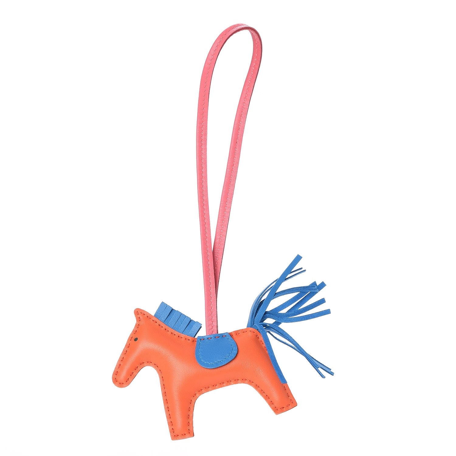 Hermes Milo Lambskin Grigri Rodeo Horse Bag Charm PM Orange Poppy Bleu Zanzibar Rose Azalee 1 of 4
