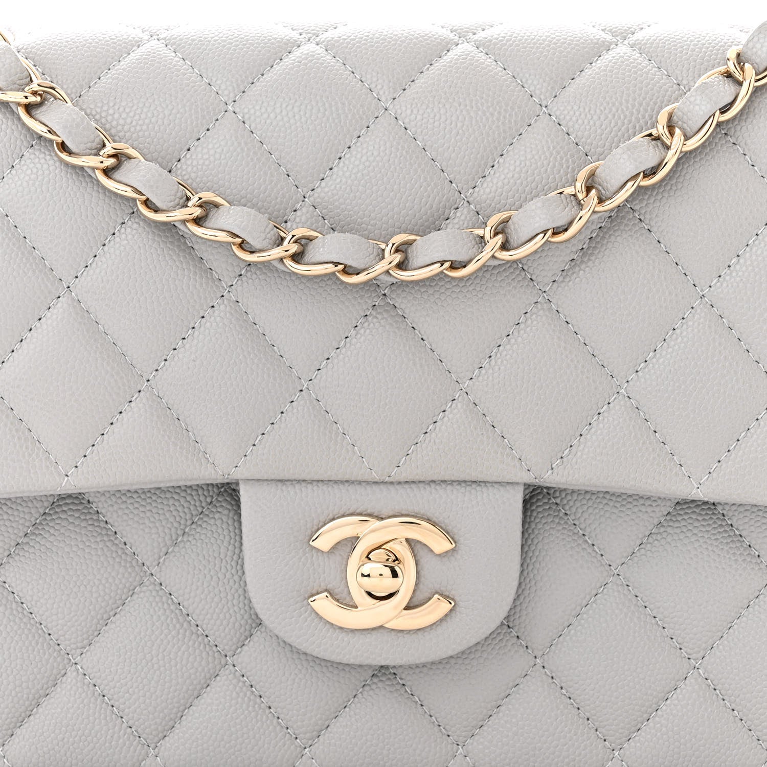 Chanel Caviar Quilted Medium Double Flap Grey 8 of 11