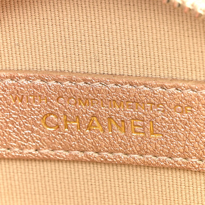 Chanel Metallic Lambskin Quilted Round Clip On Coin Purse Airpods Case Gold 8 of 10