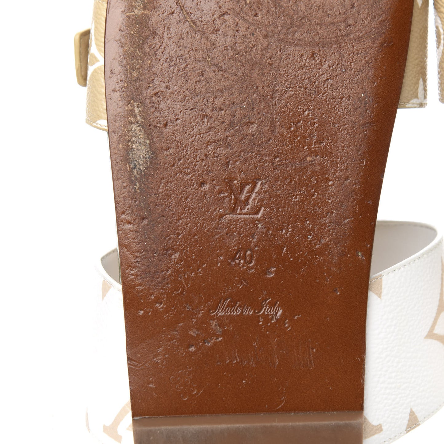 Monogram Giant Bom Dia Flat Mule Sandals 40 White Moka