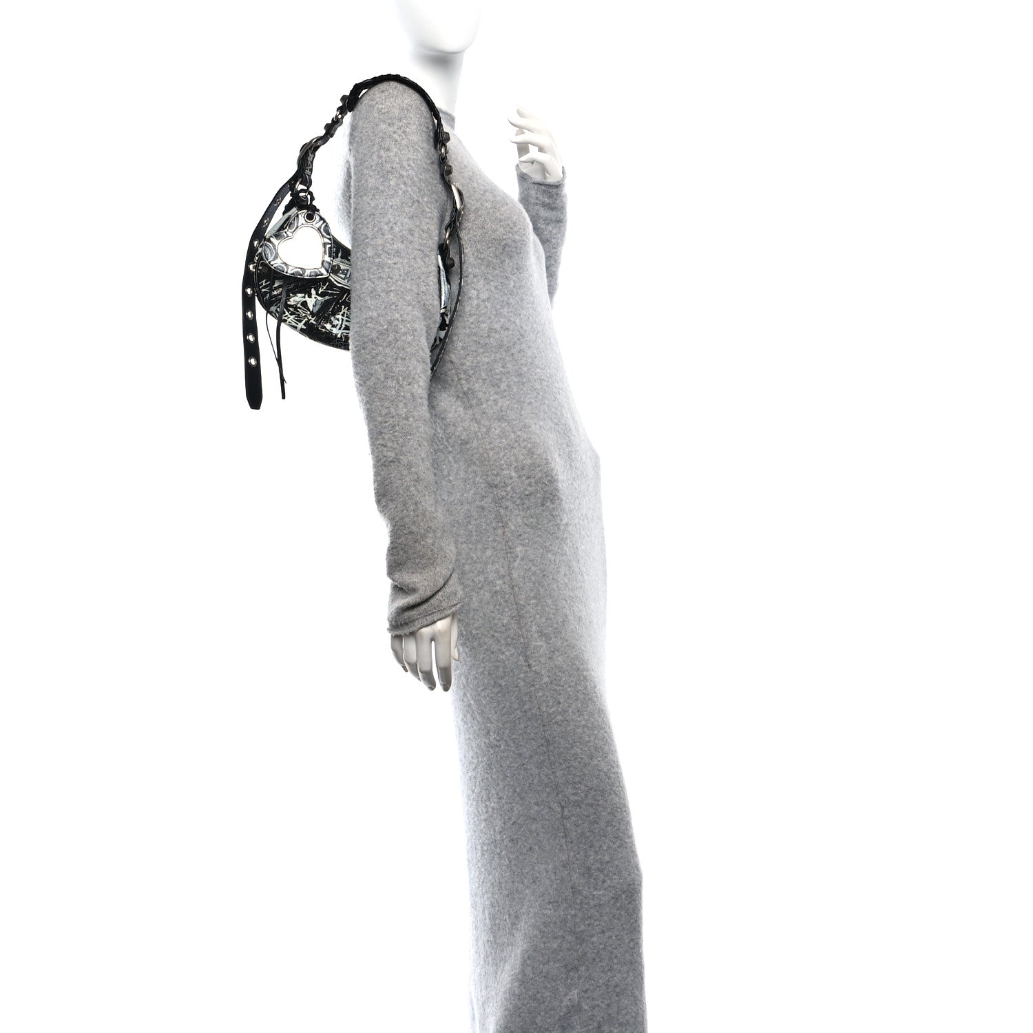 Balenciaga Agneau Arena Graffiti Small Le Cagole Shoulder Bag Black White 2 of 11