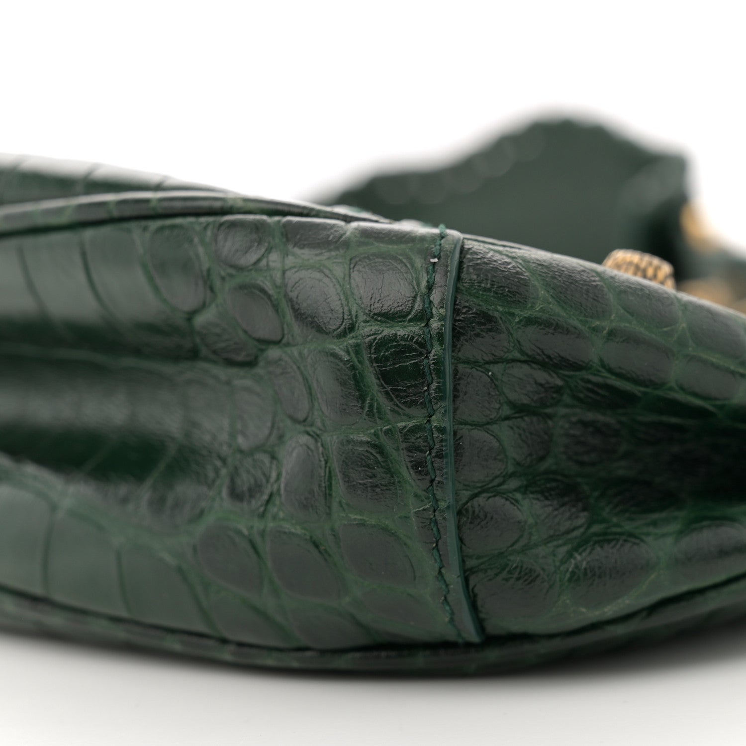 Balenciaga Extra Supple Calfskin Crocodile Embossed Le Cagole Shoulder Bag XS Forest Green 11 of 16