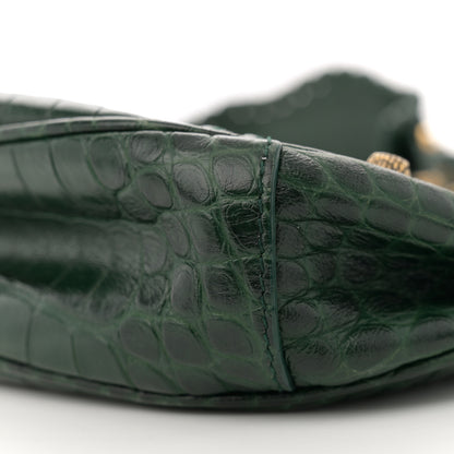 Balenciaga Extra Supple Calfskin Crocodile Embossed Le Cagole Shoulder Bag XS Forest Green 11 of 16