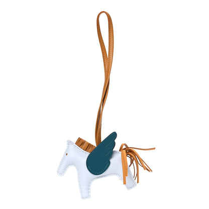 Hermes Milo Lambskin Grigri Rodeo Pegase Horse Bag Charm PM Bleu Brume Sesame Vert Bosphore 1 of 4