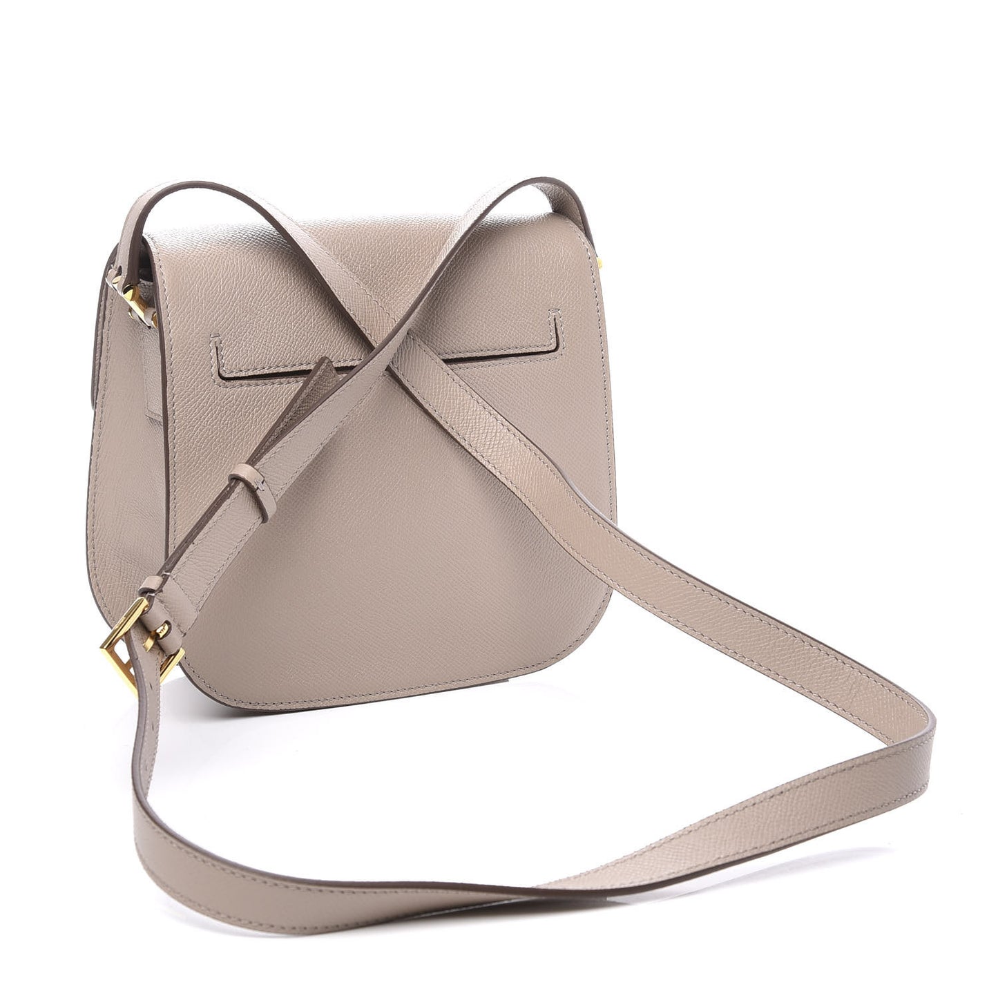 Grained Calfskin Small T Clasp Tara Crossbody Bag Silk Taupe