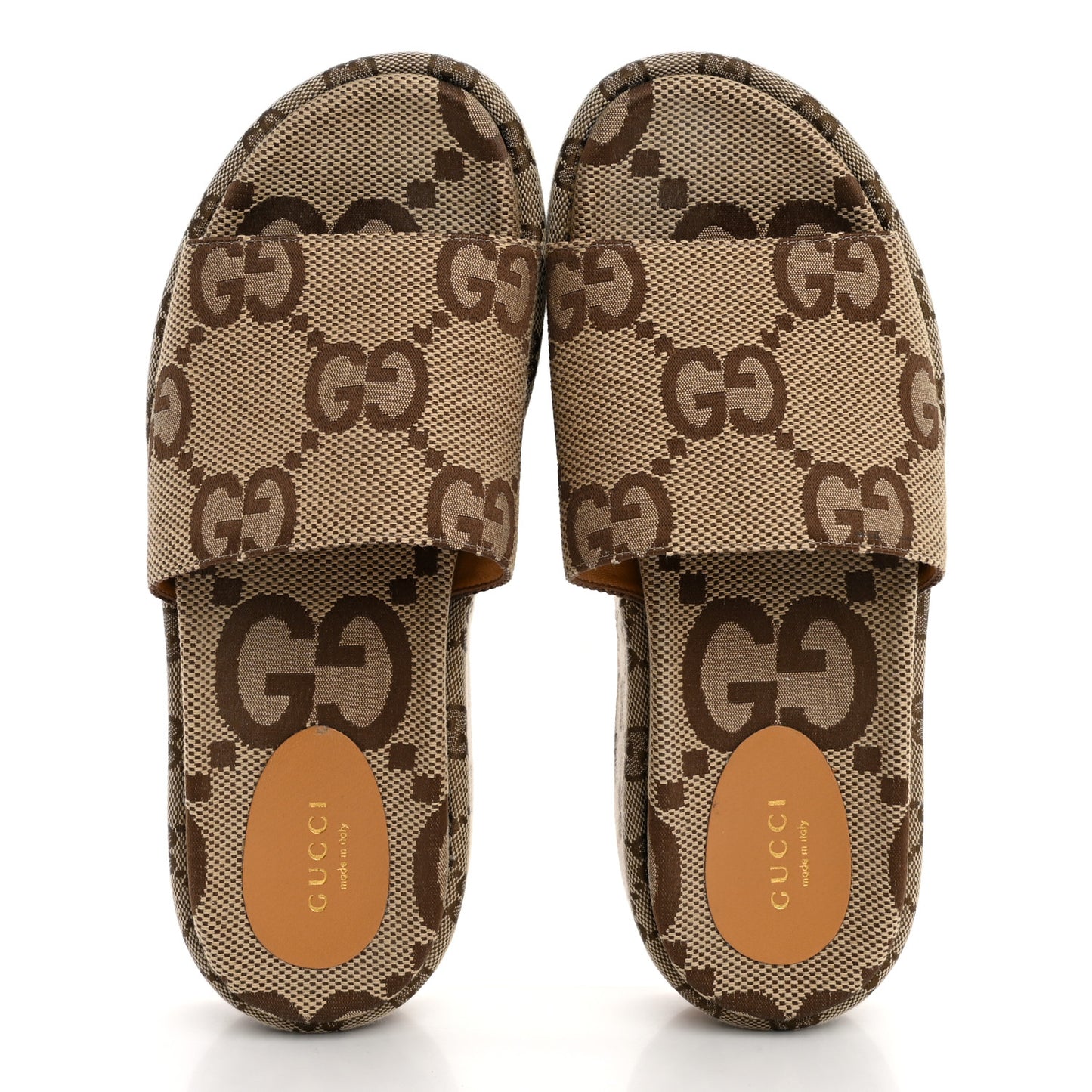Monogram Maxi GG Angelina Platform 55mm Slide Sandals 39 Camel Ebony